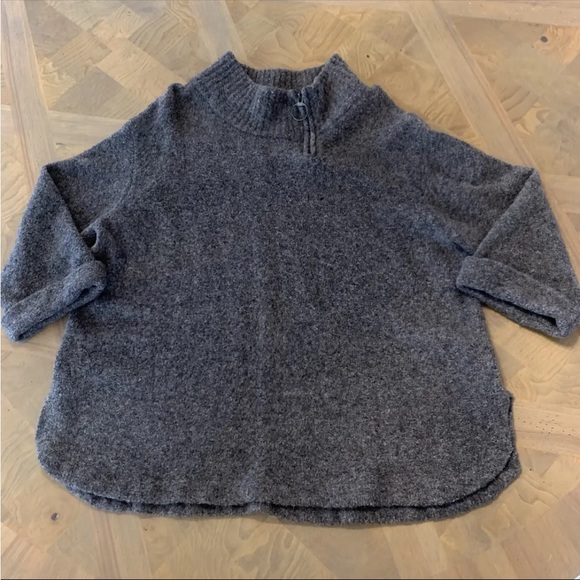 Margaret O’Leary Mock Neck Wool Blend Gray Sweater Top size Large 3/4 Sleeve - Picture 8 of 11